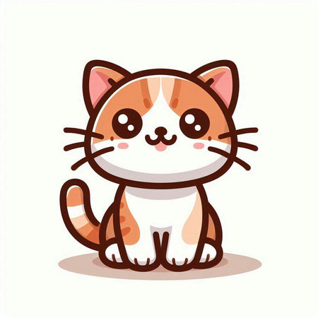 Cute cartoon cat. Vector illustration isolated on a white background.のイラスト素材