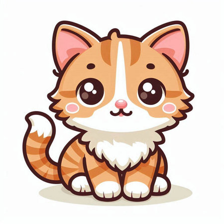 Cute cartoon cat. Vector illustration isolated on a white background.のイラスト素材
