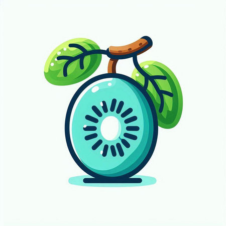 Kiwi fruit icon. Vector illustration in flat cartoon style.のイラスト素材