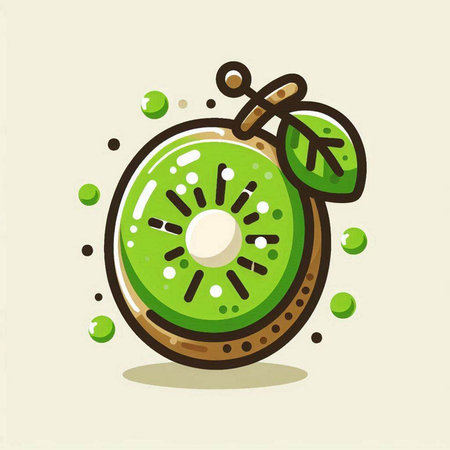 Kiwi fruit icon, kiwi fruit vector illustration.のイラスト素材