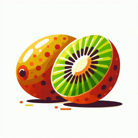 Kiwi fruit isolated on a white background. Vector illustration.のイラスト素材