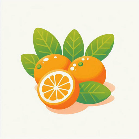 Orange fruit with leaves on a white background. Vector illustration. Eps 10のイラスト素材