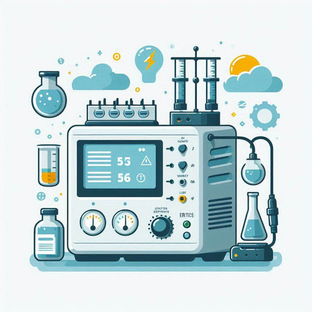 Laboratory equipment. Electronic device. Vector illustration in flat style.のイラスト素材