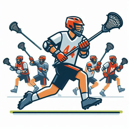 Lacrosse players. Vector illustration of a group of lacrosse players.のイラスト素材
