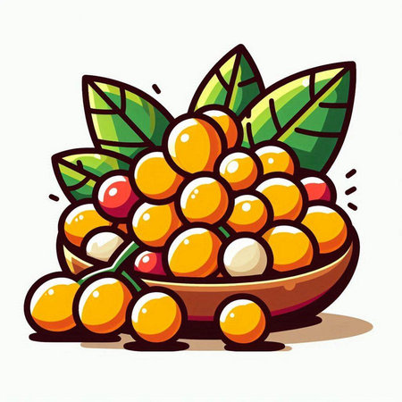 Coffee beans in a bowl on white background. Vector illustration.のイラスト素材