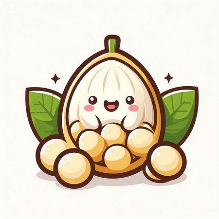 Vector Illustration of a Cute Fresh Melongena Fruit Characterのイラスト素材