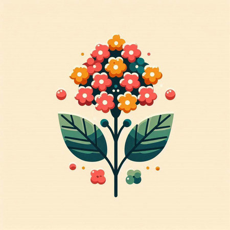 Colorful flower vector illustration in flat style. Floral pattern.のイラスト素材