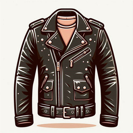 Men's leather jacket. Vector illustration of a man in a jacket.のイラスト素材
