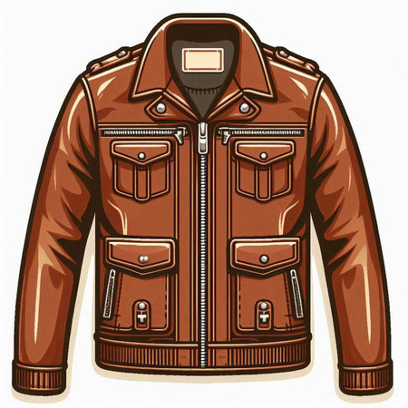 Brown leather jacket isolated on a white background. Vector illustration. Eps 10.のイラスト素材