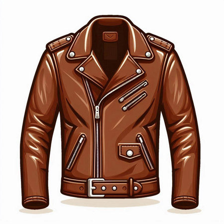 Brown leather jacket isolated on a white background. Vector illustration in sketch style.のイラスト素材