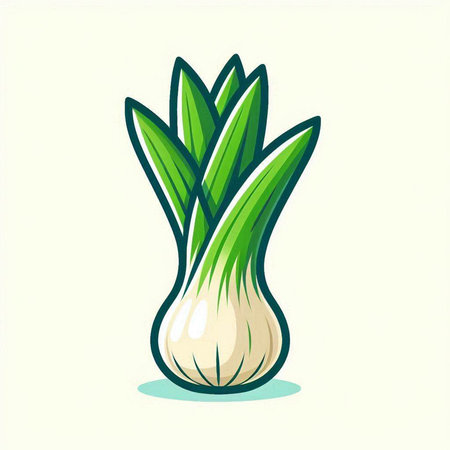 Illustration of a fresh green onion isolated on a white background.のイラスト素材
