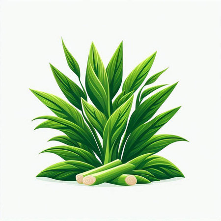Illustration of a green grass plant isolated on a white background.のイラスト素材