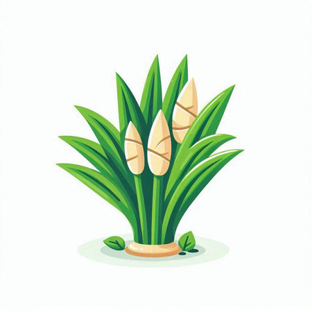 Sugar cane plant isolated on white background. Vector flat illustration.のイラスト素材