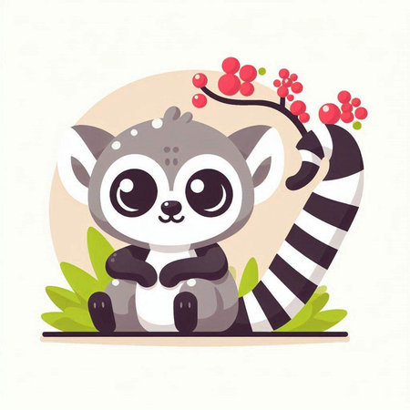 Cute cartoon lemur. Vector illustration of a cute animal.のイラスト素材