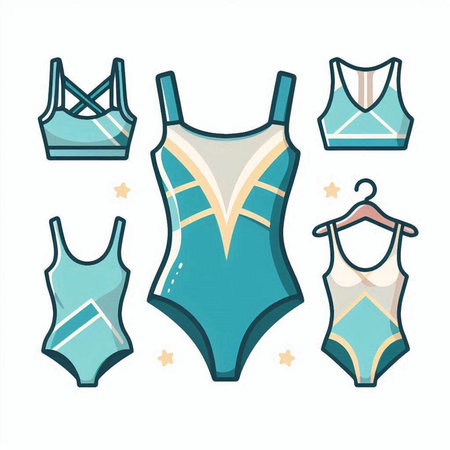 Vector set of swimsuits on a white background. Vector illustration.のイラスト素材