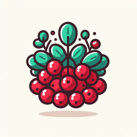 Cute hand drawn cranberry. Vector illustration in cartoon style.のイラスト素材