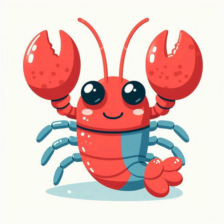 Cute cartoon lobster. Vector illustration of a cute lobster character.のイラスト素材