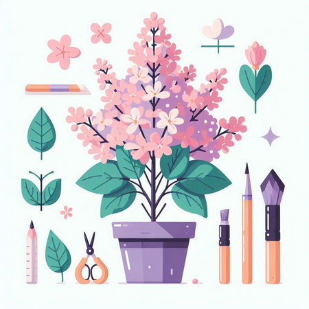Flower in a pot. Flowers in a pot. Illustration for your designのイラスト素材