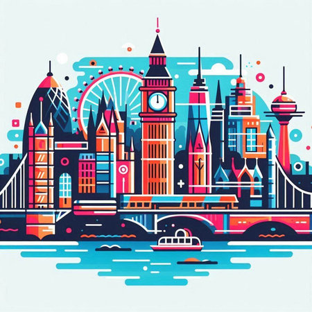 London, United Kingdom. Vector illustration in flat style. Travel and tourism.のイラスト素材