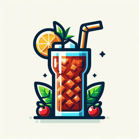 Cocktail icon in flat style. Isolated vector illustration.のイラスト素材