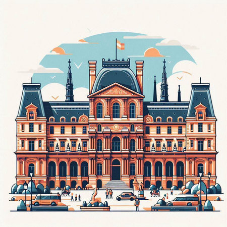Vienna, Austria. Cityscape with historic buildings. Vector illustration.のイラスト素材