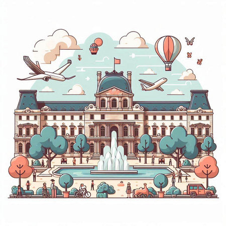 Cityscape of Vienna, Austria. Travel and tourism. Vector illustrationのイラスト素材