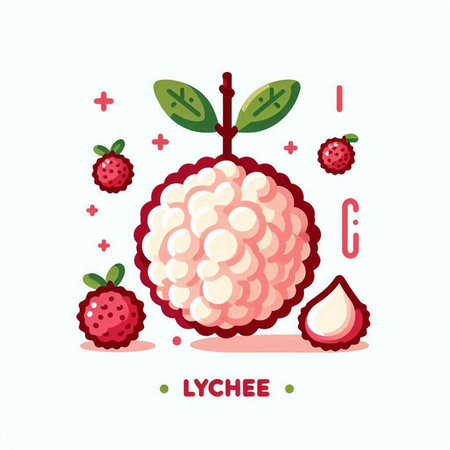 Lychee fruit. Vector illustration of a cartoon litchi.のイラスト素材