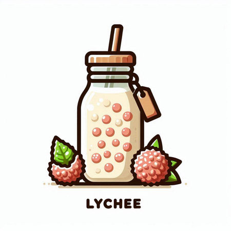Lactose free smoothie in a glass bottle. Vector illustration.のイラスト素材