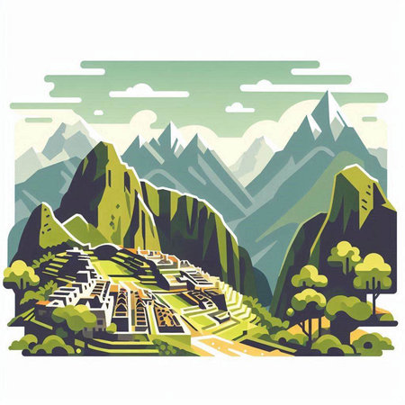 Landscape with mountains and road. Vector illustration. Eps 10.のイラスト素材