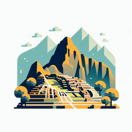 Vector illustration of the road to the mountains in the flat style.のイラスト素材