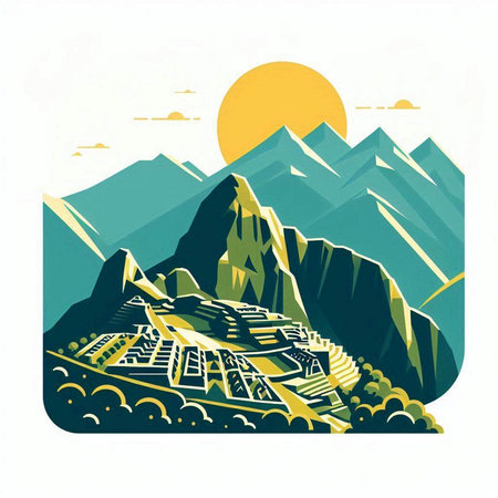 Mountain landscape. Vector illustration in retro style. Travel and adventure.のイラスト素材