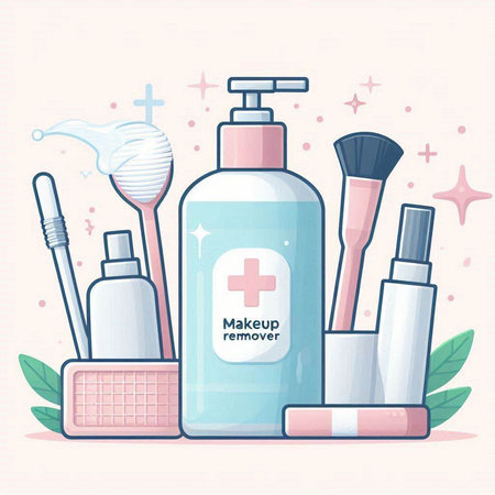 Cosmetics for face and body care. Vector illustration in flat styleのイラスト素材