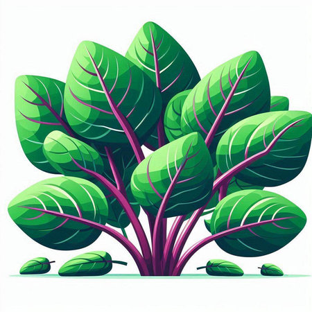 Illustration of a green spinach plant with leaves on a white backgroundのイラスト素材