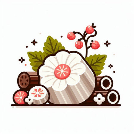 Illustration of japanese food, sushi and rolls. Vectorのイラスト素材
