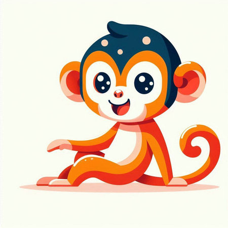 Cute cartoon monkey. Vector illustration isolated on a white background.のイラスト素材