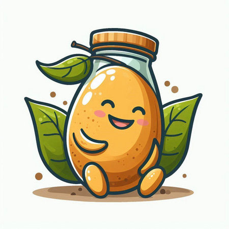 Kawaii kawaii tangerine fruit character. Vector illustration.のイラスト素材