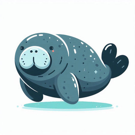 Cute cartoon seal. Vector illustration isolated on a white background.のイラスト素材