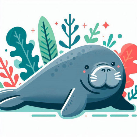 Vector illustration of a cute seal in a flat style. Marine life.のイラスト素材
