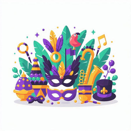 Mardi Gras carnival concept. Vector illustration in flat style.のイラスト素材