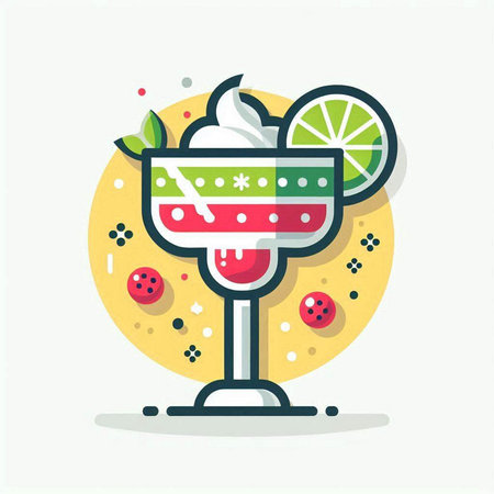 Cocktail flat color icon. Vector illustration for web and mobile designのイラスト素材