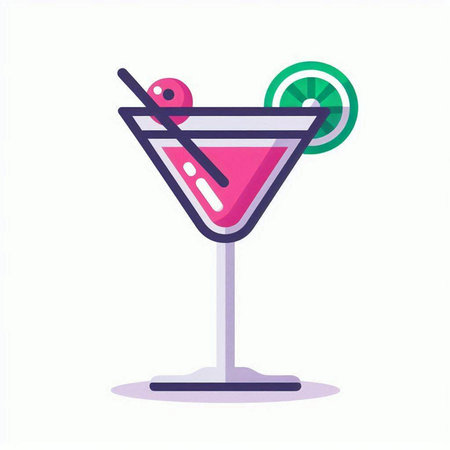 Cocktail with lime and olives. Vector illustration in flat styleのイラスト素材