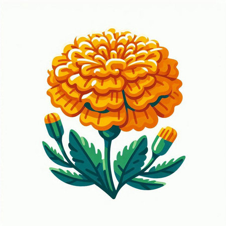 Marigold flower isolated on a white background. Vector illustration.のイラスト素材