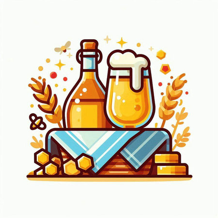 Oktoberfest beer festival vector illustration. Traditional Bavarian celebration in Germany.のイラスト素材