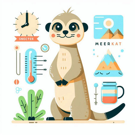 Cute cartoon meerkat. Vector illustration of a funny animal.のイラスト素材