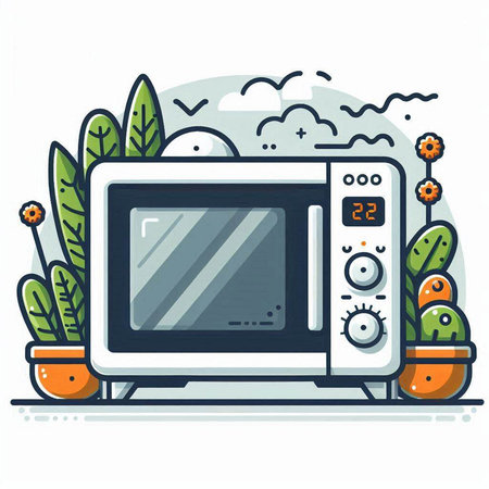 Microwave oven in the flat style. Modern vector illustration.のイラスト素材
