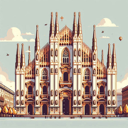 Famous Milan Cathedral (Duomo di Milano), Italy.のイラスト素材