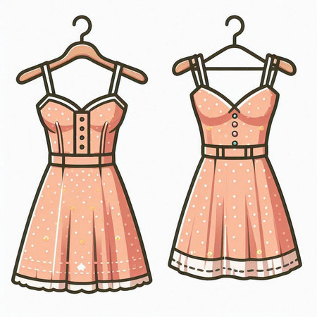 Cute dress on a hanger isolated on white background. Vector illustration.のイラスト素材