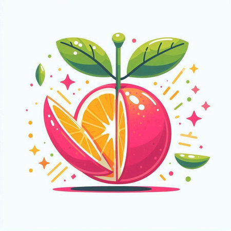 Orange fruit on white background. Vector illustration in a flat style.のイラスト素材