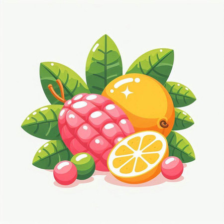 Illustration of fruits on white background. Vector illustration. Eps 10のイラスト素材