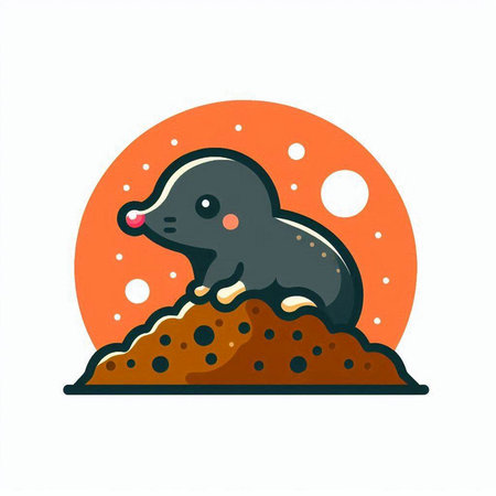 Mole vector icon. Cute cartoon mole. Vector illustration.のイラスト素材